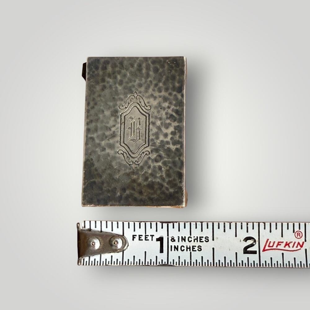 Antique Sterling Silver Vesta Match Safe Case Engraved Monogram Hammered Design - Picture 11 of 11